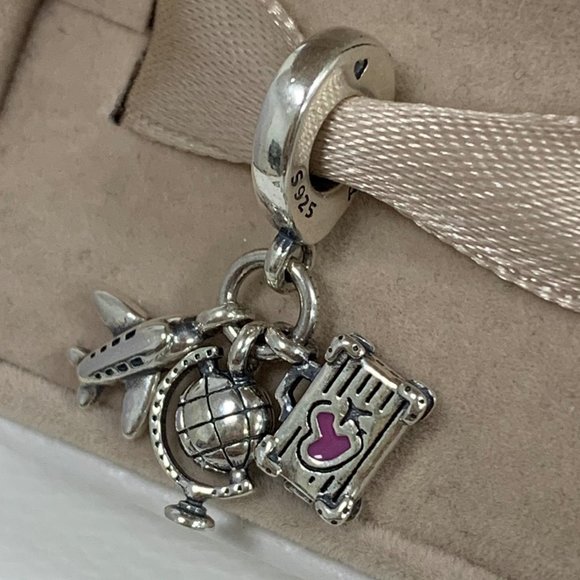Pandora Airplane, Globe & Suitcase Dangle … - Picture 2 of 5
